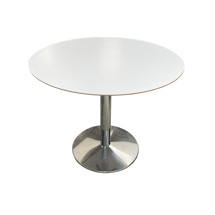 Refurbished Round Allermuir Table in White - Chrome Base