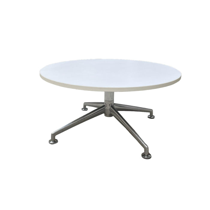 Refurbished Round Brunner Coffee Table in White with Chrome Base