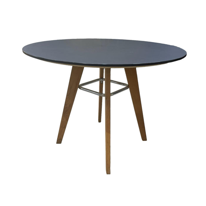 Refurbished Round Frovi Wooden Table - Black Top