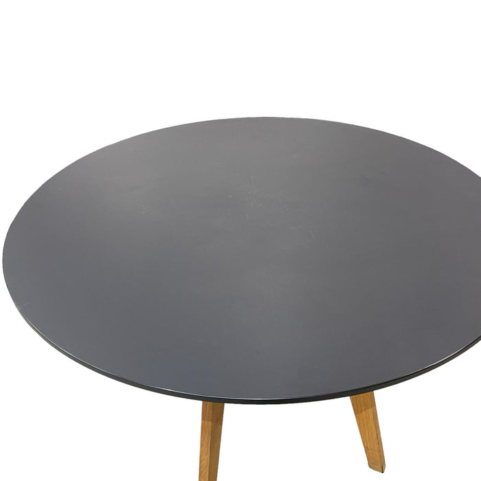 Refurbished Round Frovi Wooden Table - Black Top