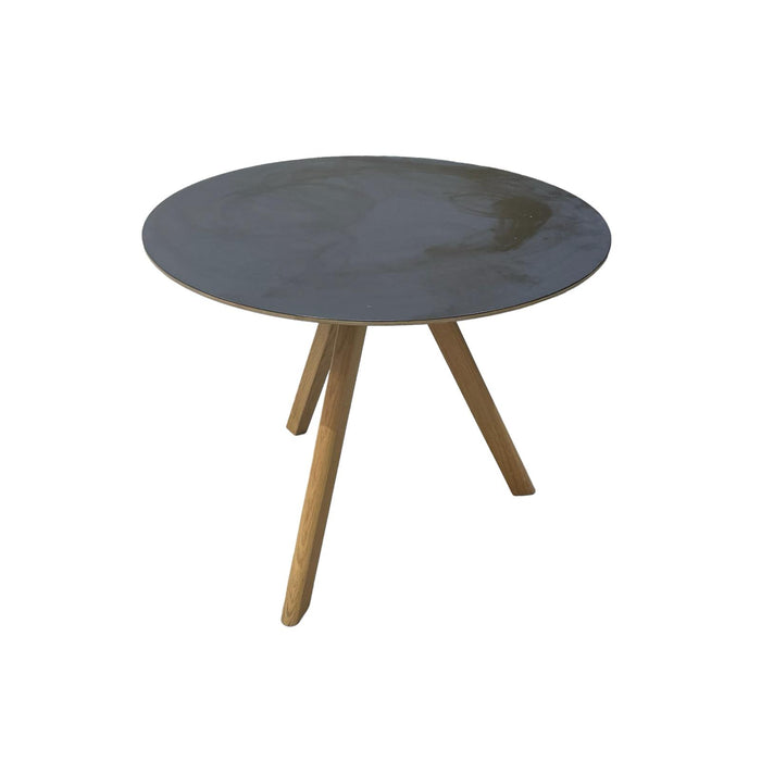 Refurbished Round Wooden Table - Black Top
