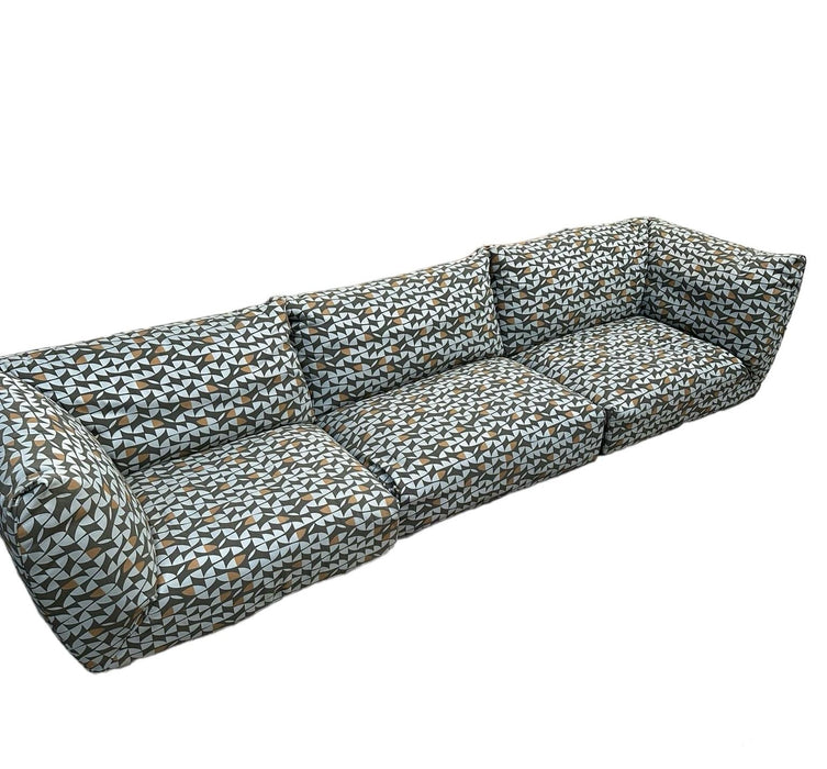 Refurbished Patterened Sancal 3 sectioned Sofa