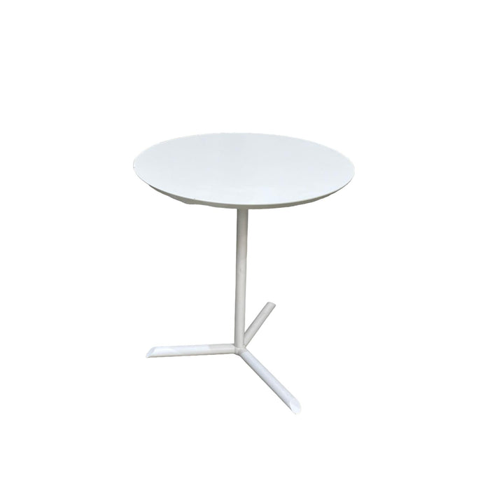 Refurbished Small White Round Side Table