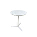 Round white small table with 3 star base.