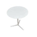 Round white small table with 3 star base.