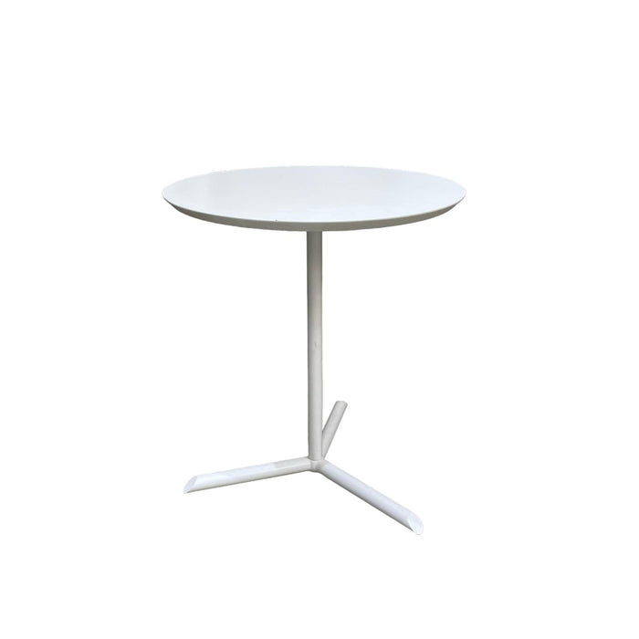 Refurbished Small White Round Side Table