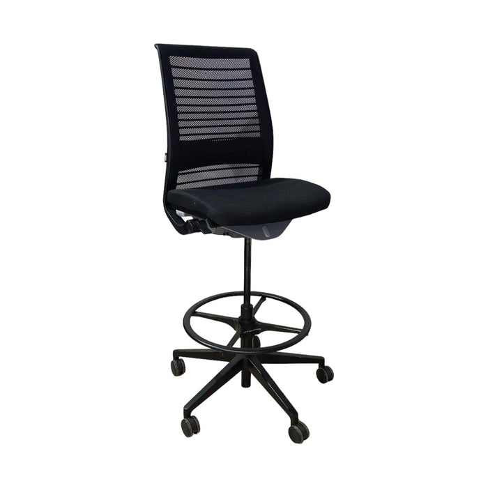 Refurbished Steelcase Think V2 black stool.