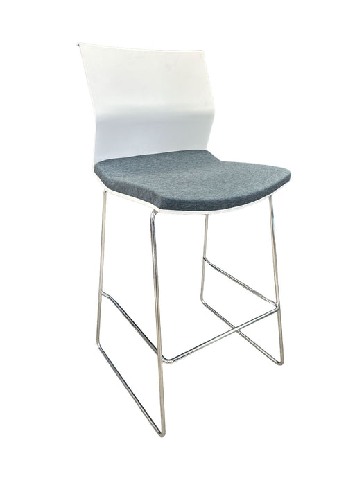 Refurbished Bene B_Side Bar Stool - White & Grey Modern Elegance