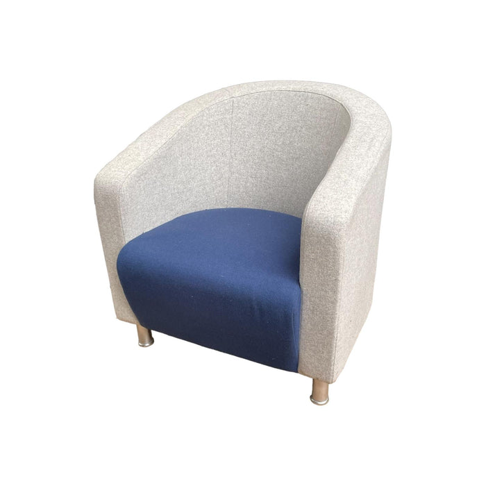 Refurbished Tub Chair in Cream & Dark Blue