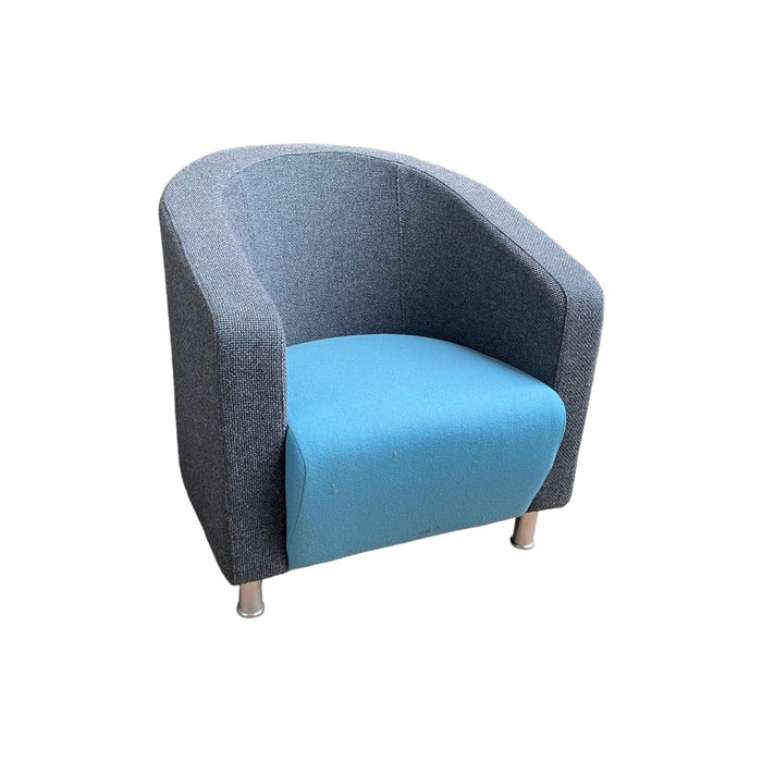 Refurbished Tub Chair in Grey & Blue
