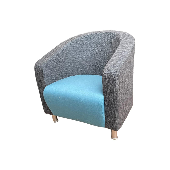 Refurbished Tub Chair in Grey & Blue