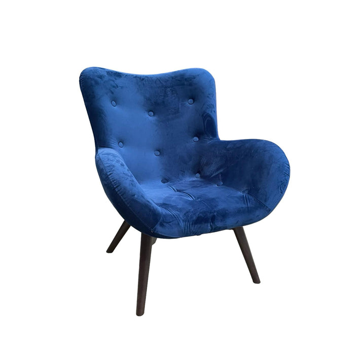 Refurbished Velour Armchair in Navy