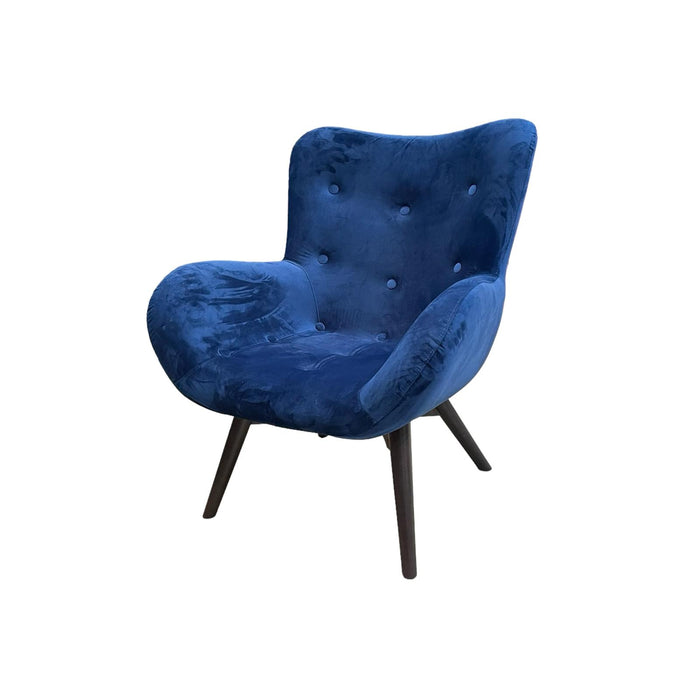 Refurbished Velour Armchair in Navy