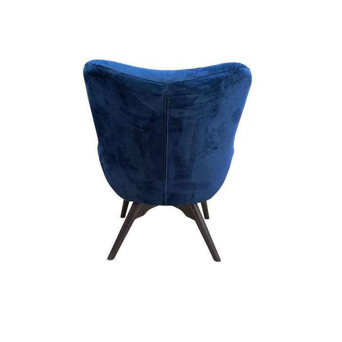 Refurbished Velour Armchair in Navy