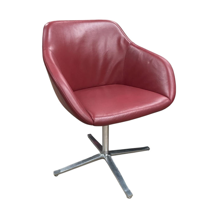 Refurbished Walter Knoll Turtle Lounge Chair in Red