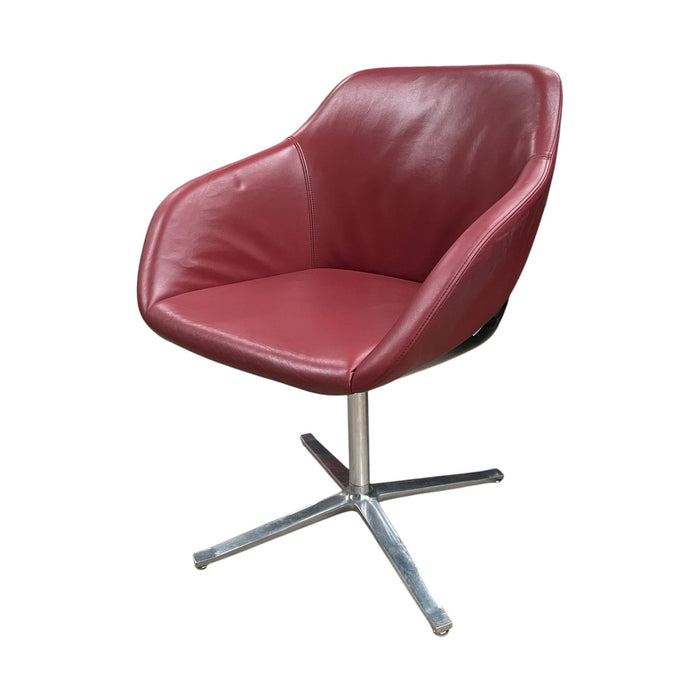 Refurbished Walter Knoll Turtle Lounge Chair in Red