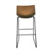 Allermuir wooden bar stool with slightly curved shell and black metal legs, from the back.