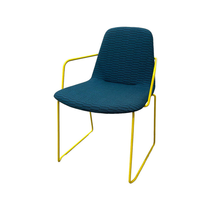 Refurbished hm58c Arm Chair in Blue & Yellow