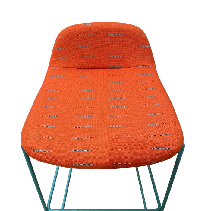 Refurbished hm58j Barstool in Orange & Teal