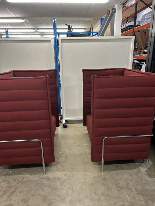 Vitra Alcove 2-Seater Sofa X2 Ribbed Burgandy