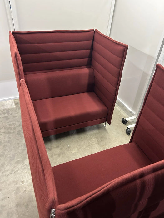 Vitra Alcove 2-Seater Sofa X2 Ribbed Burgandy