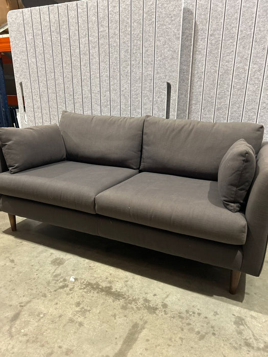Two Seater Fabric Sofa With Wooden Legs Charcoal