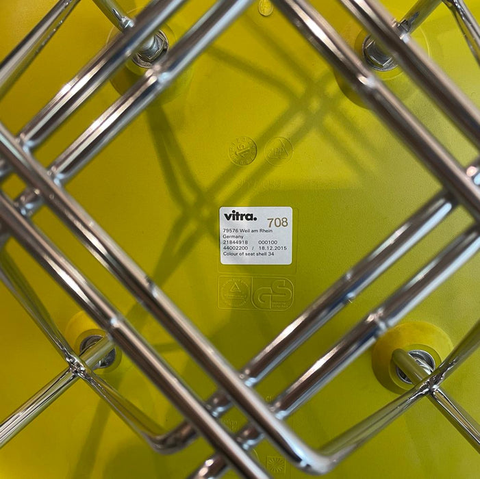 Refurbished Eames Plastic Side Chair RE DSR in Mustard Yellow